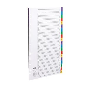 Image of Concord A4 Index 1 20 Polypropylene Multipunched Reinforced Multicolour Tabs 120 Micron White