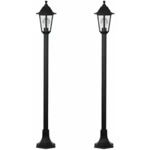 Image of Minisun - 2 x Traditional Victorian 1.2M Black IP44 Outdoor Garden Lamp Post Bollard Lights - No Bulbs