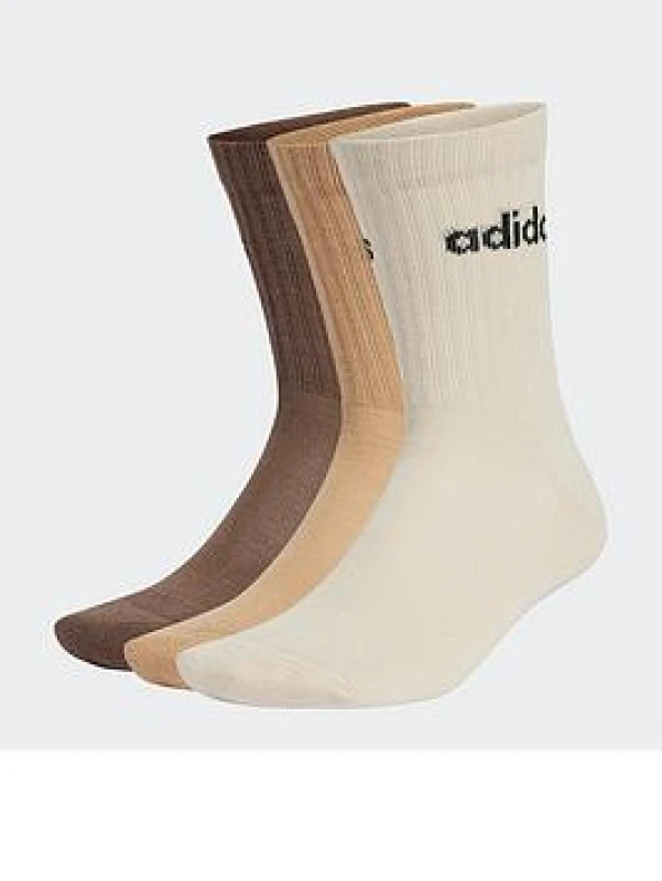 Image of adidas Linear Crew Cushioned Socks 3 Pairs Crew Socks 4.5 - 5.5 White 43347101040