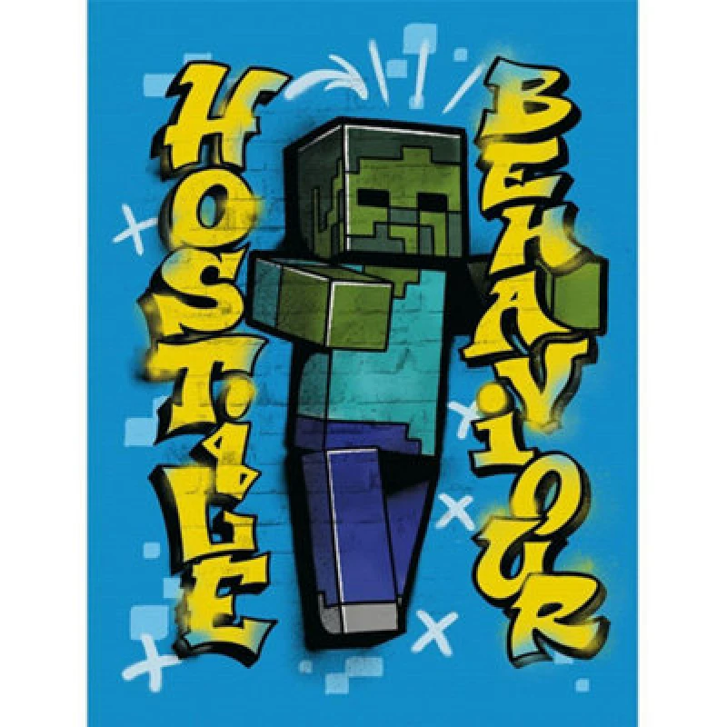 Image of Minecraft Minecraft Hostile Behaviour Canvas Print in Blue Blue One Size Unisex 5063652223567