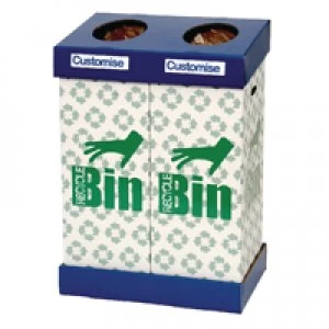 Image of Acorn Office Twin Recycling Bin Blue Green 802853