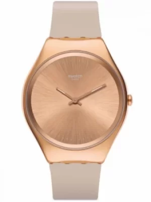 Image of Swatch Skinrosee Rose Gold Plated Matte Rubber Strap Watch SYXG101