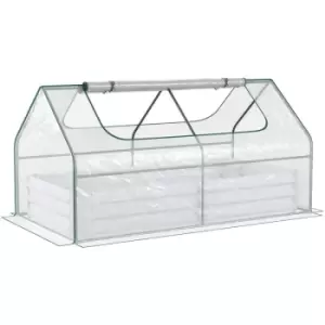 Image of Outsunny Raised Garden Bed Planter Box with Greenhouse, Large Window, Clear - Clear