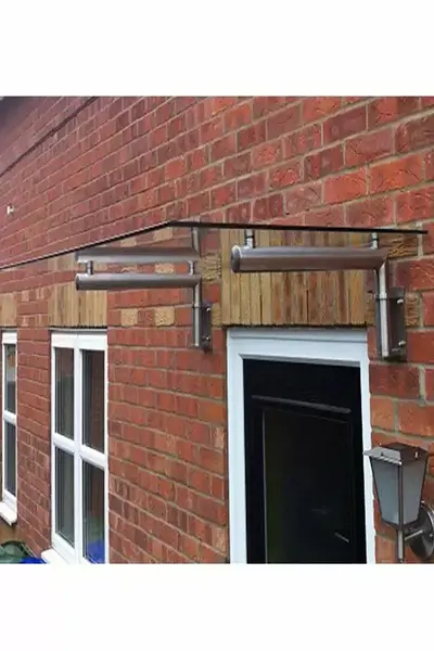 Image of Monstershop Glass Door Canopy & Brackets, 120cm W, 80cm D Clear