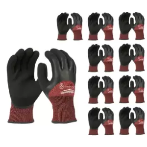 Image of Milwaukee Winter Gloves - Cut Level 3 Pack of 12 8/M Medium - Black/Red