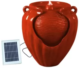 Image of Gardenwize Solar Powered Water Feature - Red Vase