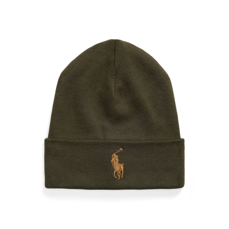 Image of Polo Ralph Lauren Combed Cotton Beanie Company Olive unisex One Size