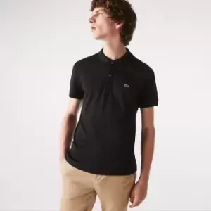 Image of Mens Lacoste Regular Fit Pima Cotton Polo Shirt Size 4 - M Black