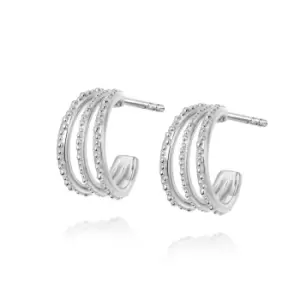 Image of Daisy London Jewellery 925 Sterling Silver Amanda Huggie Hoop Earrings Sterling Silver