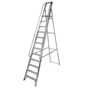 Image of Werner 11 Tread Aluminium Platform Step Ladder (H)3.16M