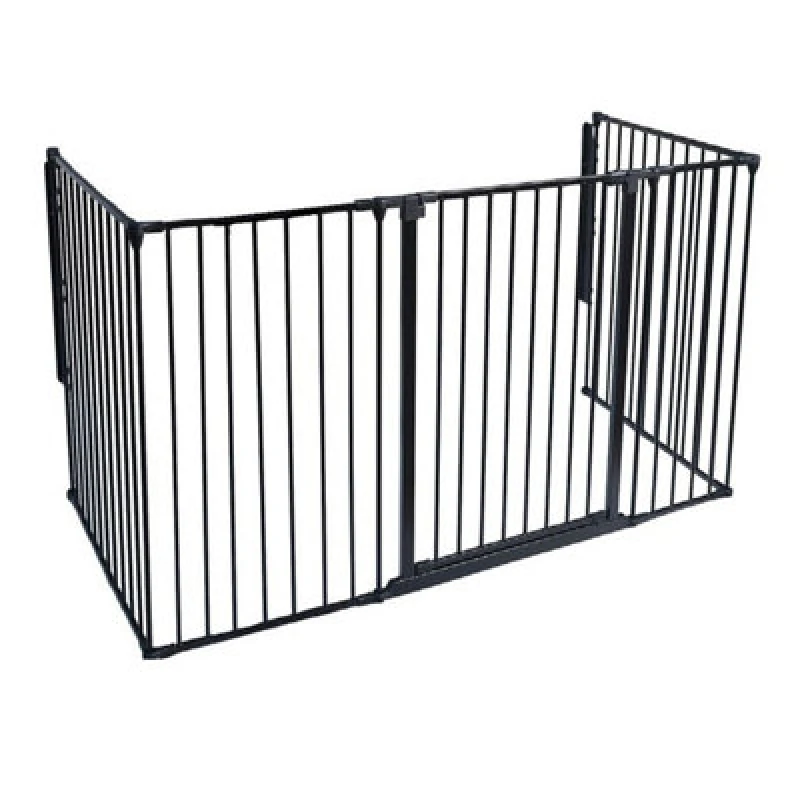 Image of Safetots Extra Tall Multi Panel Fire Surround, 77Cm Deep X 190Cm Wide, Black, 105Cm High, Baby And Toddler Fire Guard