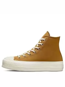 Image of Converse Chuck Taylor All Star Lift Hi-Tops - Gold, Size 7, Women
