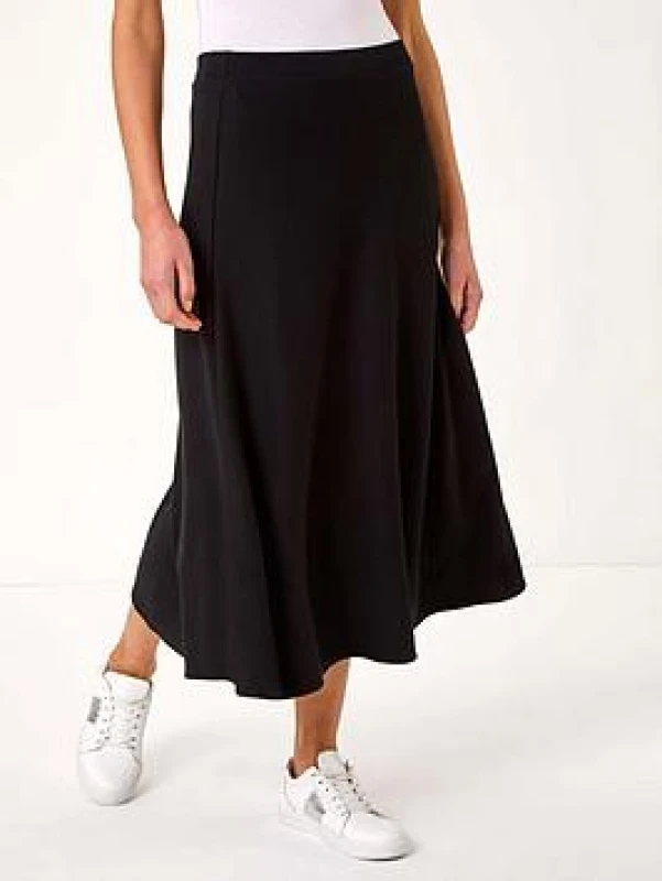 Image of Roman Womens A-Line Pull On Stretch Skirt in Black Size: 18 Black Female 18