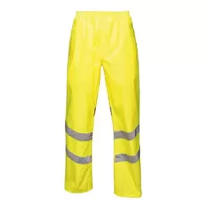 Image of Regatta Unisex Hi Vis Pro Reflective Packaway Work Over Trousers (S) (Yellow)