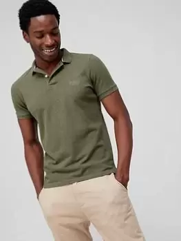 Image of Superdry Classic Pique Polo Shirt - Olive, Olive Size M Men