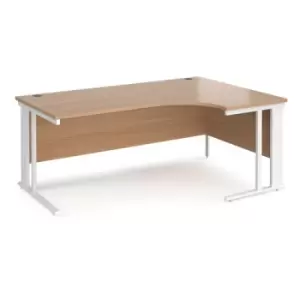 Image of Office Desk Right Hand Corner Desk 1800mm Beech Top With White Frame 1200mm Depth Maestro 25 MCM18ERWHB