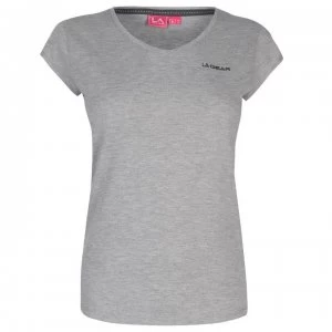 Image of LA Gear V Neck T Shirt Ladies - Grey Marl