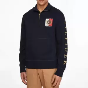 Image of Tommy Hilfiger Mens Icon Square Zip Mock Top - Desert Sky - L