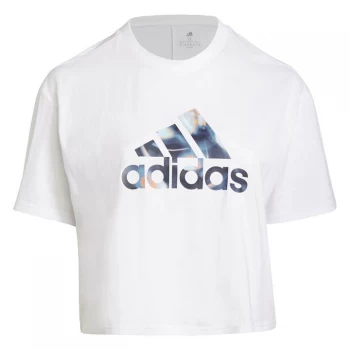 Image of adidas U4U Crop Logo T-Shirt (Plus Size) Womens - White