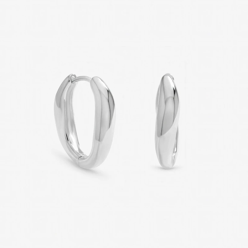Image of Inicio Sterling Silver Plated Polished Fluid Twist Hoops Silver female One Size