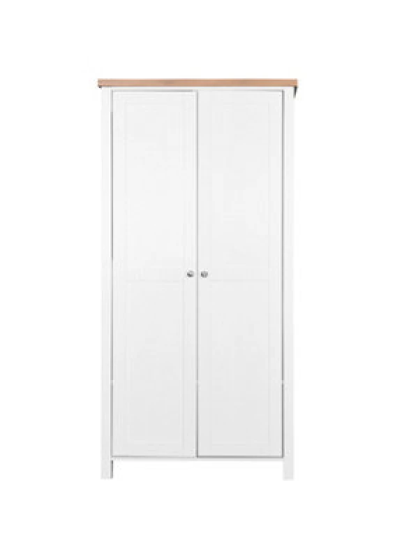 Image of Timber Art Design Astbury 2 Door Double Wardrobe White And Oak Bedroom Furniture