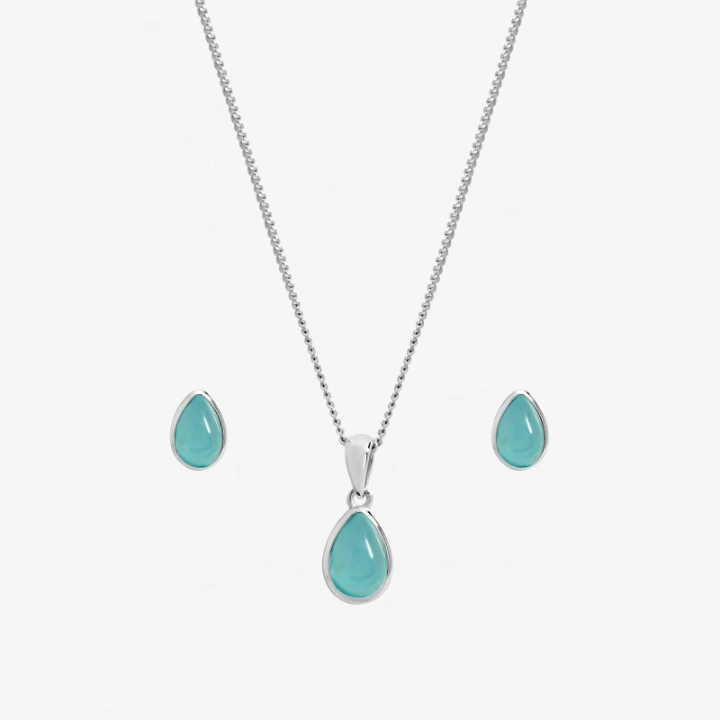 Image of Inicio Sterling Silver Plated Turquoise Set - Gift Box Jewellery Sets One Size Silver 40010311000