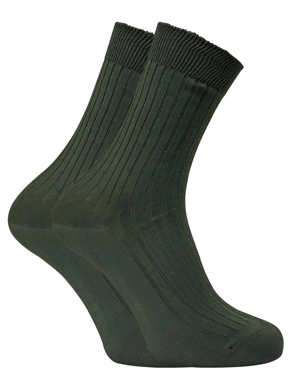 Image of Dr Hunter Dr Hunter Men 2 Pack 100% Cotton Hiking Boot Socks in Green Size: 12-14 Green 12-14 Male 8595592610048
