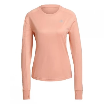 Image of adidas Own the Run Long-Sleeve Top Womens - Ambient Blush