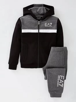 Image of Emporio Armani EA7 Athletic Colour Block Hoodie Tracksuit Black Size 4 Years Boys