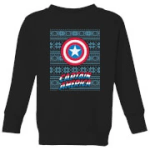 Image of Marvel Captain America Kids Christmas Sweatshirt - Black - 9-10 Years