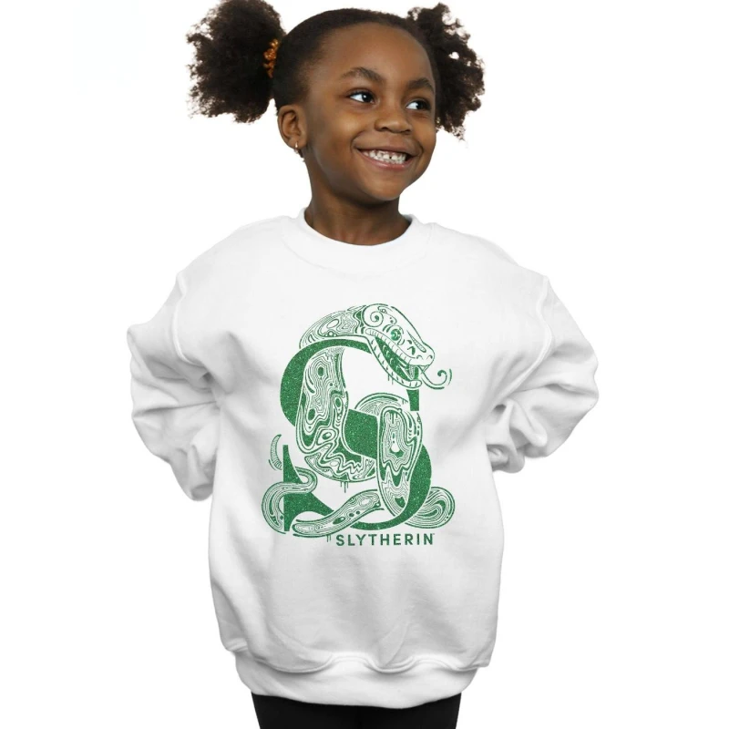 Image of Harry Potter Slytherin Glitter Sweatshirt White female