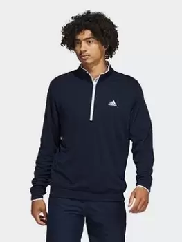 Image of adidas Golf Upf Quarter Zip Pullover - Navy/White, Size XL, Men