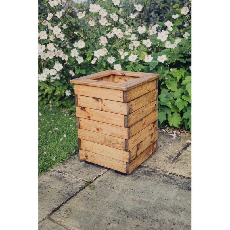 Image of Churnet Valley Garden Furniture Ltd Valley Tall Square Planter - Timber - Garden Trough - Fully Assembled in Brown Brown Unisex