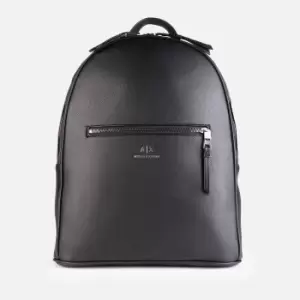 Image of Armani Exchange Mens Leather Backpack - Black