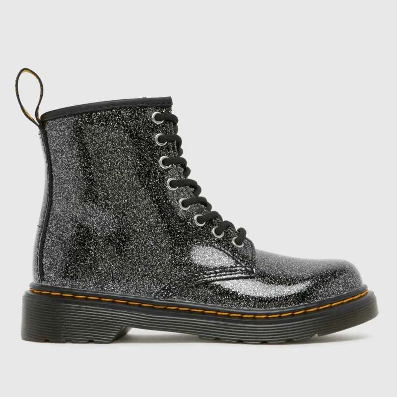 Image of Dr. Martens Black & Silver 1460 Glitter Girls Junior Boots Black & Silver UK 2 (EU 34)