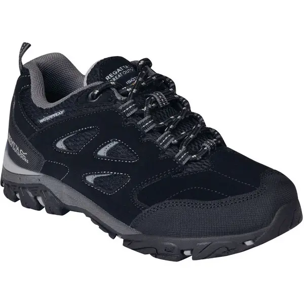 Image of Regatta Boys & Girls Holcombe Low Isotex Waterproof Walking Shoes UK Size 12 (EU 31) Black/Granit RKF572-9V8-12