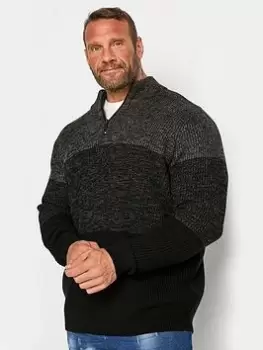 Image of BadRhino Multi 1/4 Zip Knitwear, Multi, Size 5-6Xl, Men