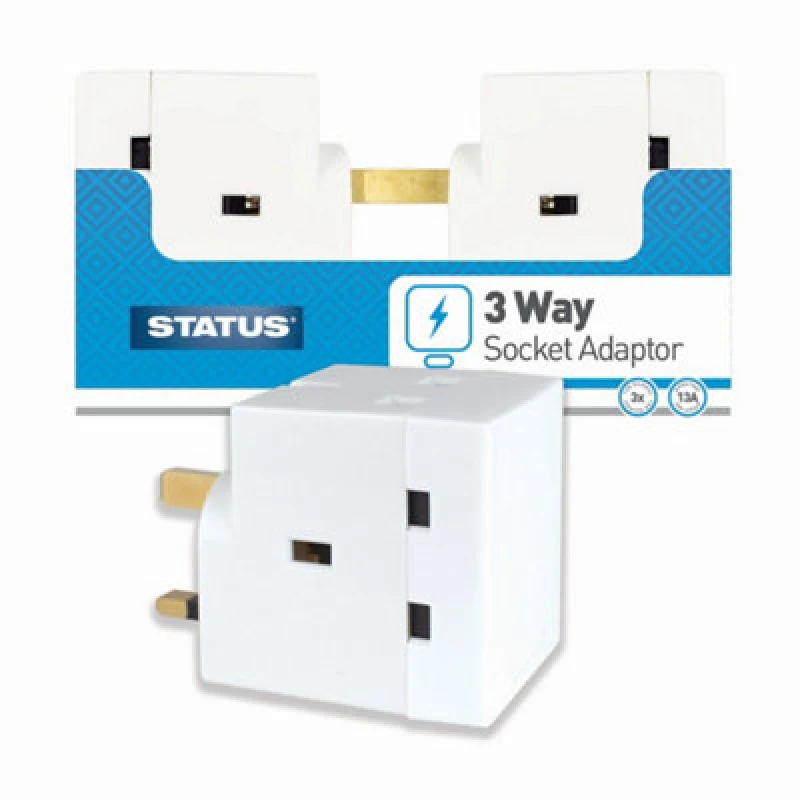 Image of Maestro craft 3 Way Fused Adaptor White/triple Fused Mains Adapter