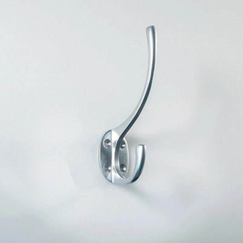 Image of Loops Victorian Hat & Coat Hook on Oval Backplate 64mm Projection Satin Chrome Multi