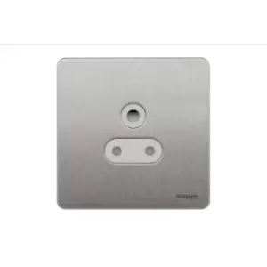 Image of Schneider Electric Ultimate Screwless Flat Plate - Unswitched Single Power Socket, Round Pin, 2A, GU3470WSS, Stainless Steel with White Insert