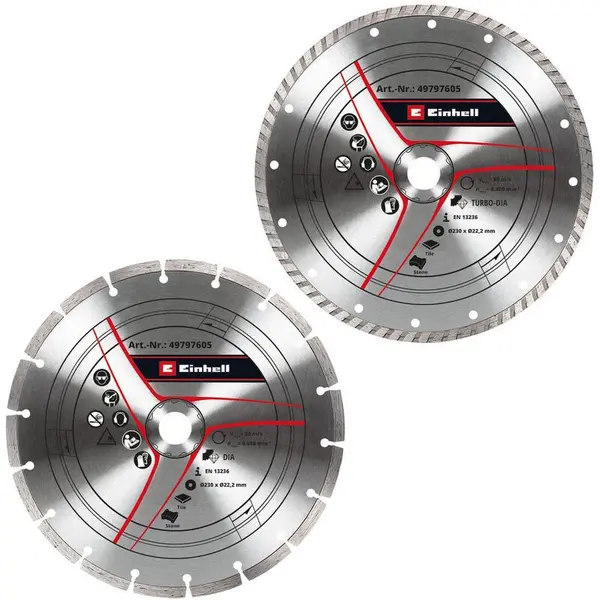 Image of Einhell Einhell KWB 49797605 2 Piece Diamond Cutting Disc Set 230 mm Angle Grinder 49797605