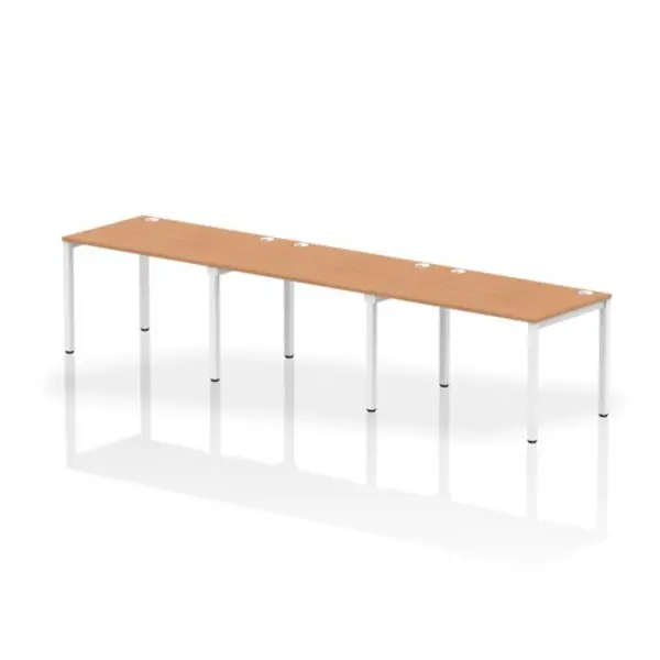 Image of Impulse Bench Single Row 3 Person 1200 White Frame Office Bench Desk Oak