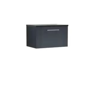 Image of Nuie Deco 600mm Wall Hung Single Drawer Vanity & Sparkling Black Laminate Top - Satin Anthracite