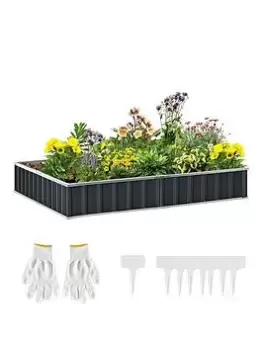 Image of Outsunny Metal Raised Garden Bed No Bottom Diy Large Steel Planter Box W/ Gloves