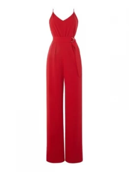 Image of Jill Jill Stuart Silk wideleg jumpsuit with belt Red