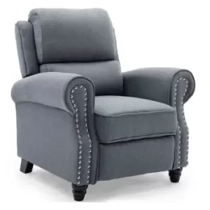 Image of Duxford Linen Fabric Pushback Recliner Chair - Charcoal