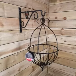 Image of Tom Chambers Black Metal Spanish Garden Flower Wall Hanging Basket Large 35cm 14" - Without Bracket