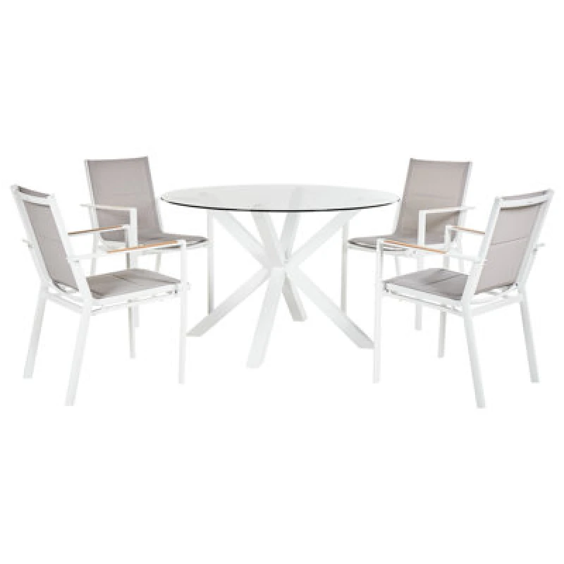 Image of Beliani Garden Dining Set 4 Seater Maletto/busseto Metal White