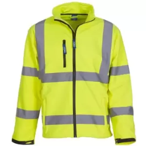 Image of Yoko - Mens Hi-Vis Sofshell Jacket (Pack of 2) (xl) (Hi-Vis Yellow) - Hi-Vis Yellow