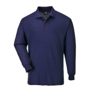 Image of Portwest Mens Genoa Long Sleeved Polo Shirt Navy M